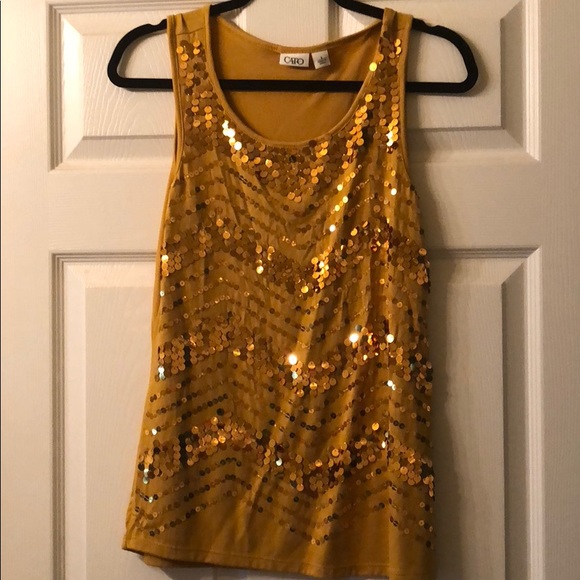 Gold Sequined Tank - Picture 1 of 3
